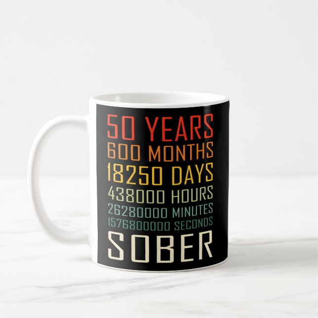 Caneca De Café 50 anos Sobriety Anniversário 50 anos Sober (Esquerda)