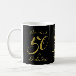 Caneca De Café 50 e 50 anos fabulosos do Elegante Dourado preto