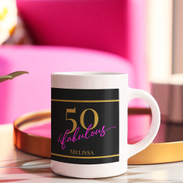 Caneca De Café 50 e Dourado rosa preto fabuloso