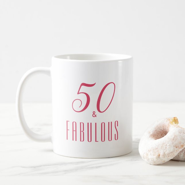 Caneca De Café 50 e Fabulosa caneca-branca-esbelta (Com Donut)