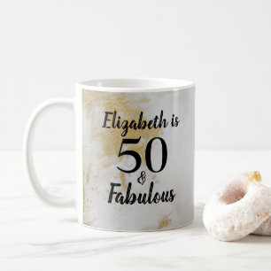 Caneca De Café 50 e Fabulosa Cinza Dourada com Texto Preto