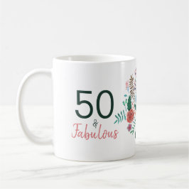 Caneca De Café 50 e fabulosa cor-de-água floral elegante verde