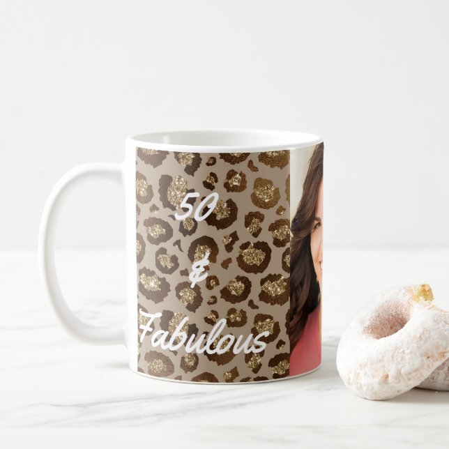 Caneca De Café 50 e Fabulosa Impressão de Cheetah (Com Donut)