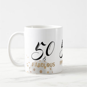 Caneca De Café 50 e Fabulosa Tipografia Dourada de Aniversário