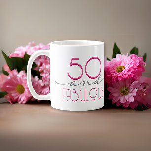 Caneca De Café 50 e Fabulosa Tipografia retrorreflectora cor-de-r