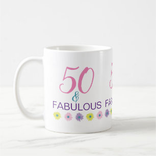 Caneca De Café 50 e Fabuloso Aniversário de 50 Divertido Roxo
