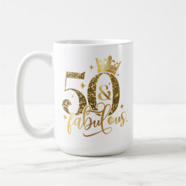 Caneca De Café 50 e Fabuloso aniversário de Shimmer Dourado