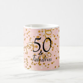 Caneca De Café 50 e Fabuloso Aniversário Rosa com Deus Confetti