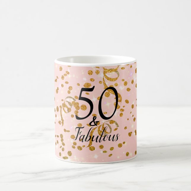 Caneca De Café 50 e Fabuloso Aniversário Rosa com Deus Confetti (Centro)