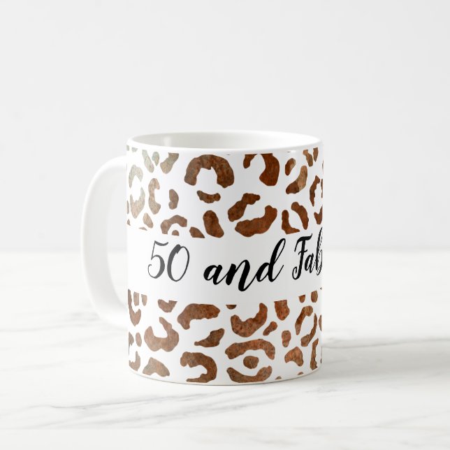 Caneca De Café 50 e Fabuloso Impressão Cheetah (Frente Esquerda)