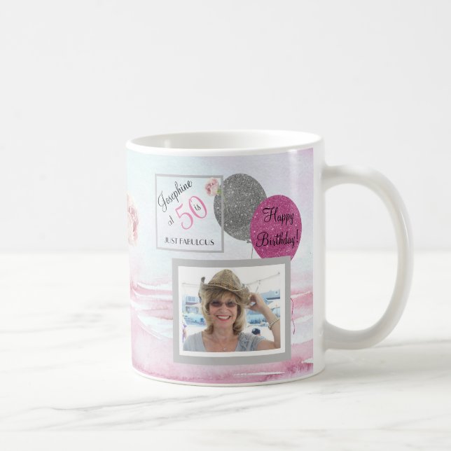 Caneca De Café 50 e Fabuloso KEEPSAKE Mug Foto Rosa (Direita)