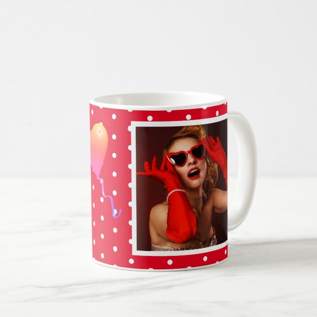 Caneca De Café 50 e Fabuloso nome de foto Red 50th Birthday Red W (Frente Esquerda)