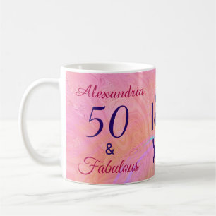 Caneca De Café 50 e Fabuloso Pink Purple Watercolor Love
