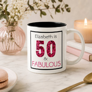 Caneca De Café 50 e Fabuloso Preto Rosa Floral