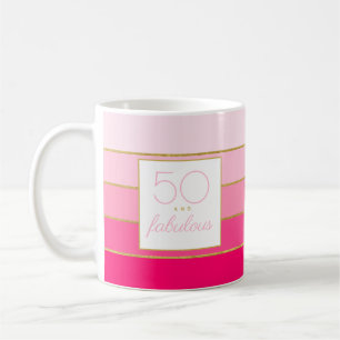 Caneca De Café 50 e fabuloso rosa dourado de aniversário