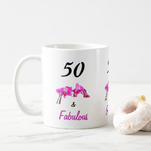 Caneca De Café 50 e fabuloso rosa orgulhoso de ter 50 fotos
