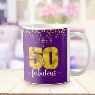 Caneca De Café 50 e fabulosos pontos de folha de ouro de aniversá