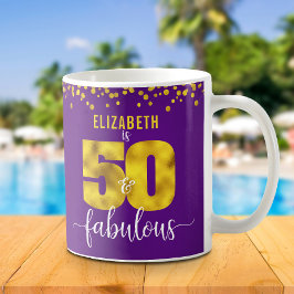 Caneca De Café 50 e fabulosos pontos de folha de ouro roxo de ani