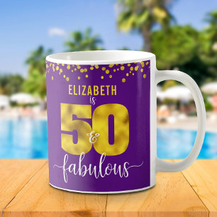 Caneca De Café 50 e fabulosos pontos de folha de ouro roxo de ani