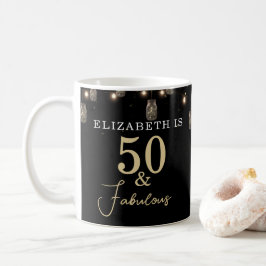 Caneca De Café 50 e preto fabuloso com luzes de cordas