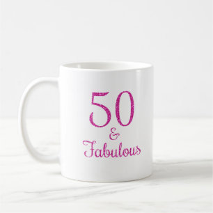 Caneca De Café 50 & Fabulosa Tipografia Luminosa Rosa