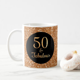 Caneca De Café 50 & Fabuloso Aniversário Glitter Dourado Brilhant