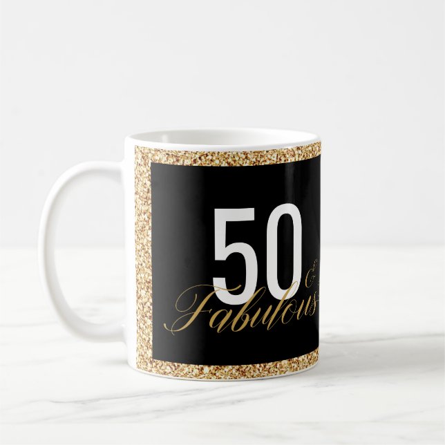 Caneca De Café 50 & Fabuloso Faux Glitter Birthday (Esquerda)