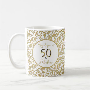 Caneca De Café 50 & Fabuloso Padrão Dourado Decorativo