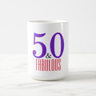 Caneca De Café 50 & Fabuloso Típografia Feminina de Aniversário C