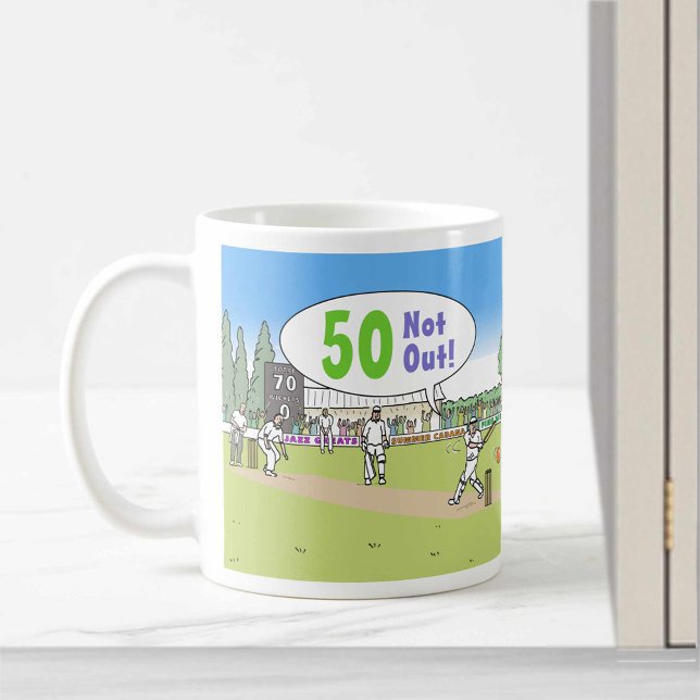 Caneca De Café 50 Tema De Críquete Não. 50º aniversário (Criador carregado)