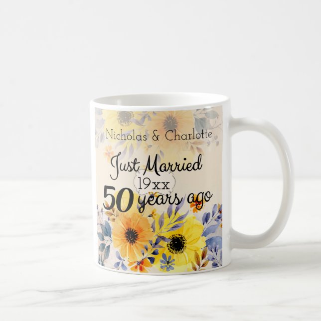Caneca De Café 50th Aniversário de casamento dourado (Direita)