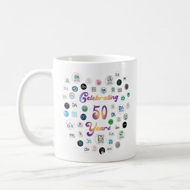 Caneca De Café 50th Anniversary 50 Logos Mug  (Esquerda)