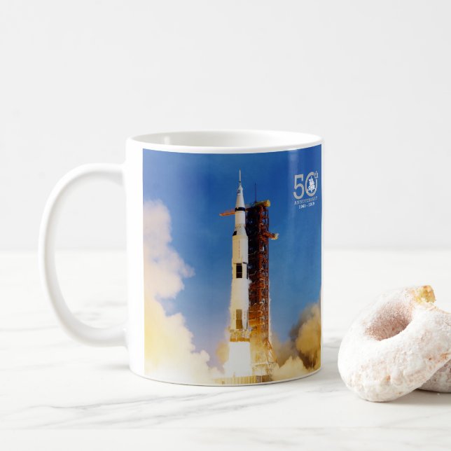 Caneca De Café 50th Aterragem de lua de Apollo 11 do aniversário, (Com Donut)