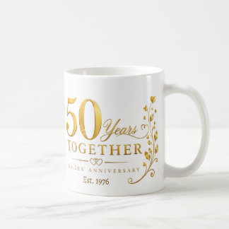 Caneca De Café 50th Wedding Anniversary Mug Forever Together Gold