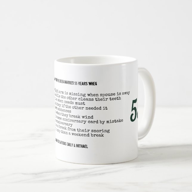 Caneca De Café 55º aniversário de casamento da FUNNY Personalizad (Frente Esquerda)