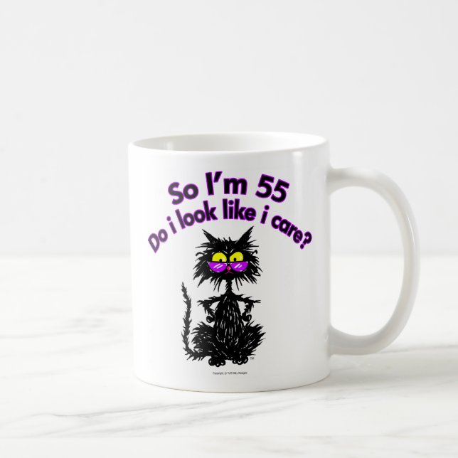 Caneca De Café 55th Presentes do gato do aniversário (Direita)