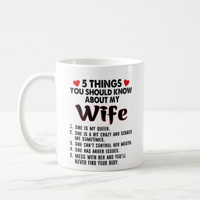 Caneca De Café 5 Coisas Que Você Deveria Saber Sobre Minha Esposa (Esquerda)
