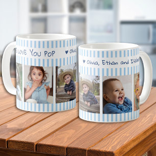 Caneca De Café 5 Colagem de Fotos Nós Te Amamos Vovô Azul Claro