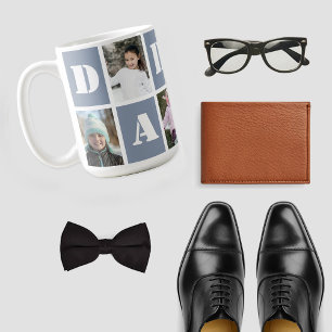 Caneca De Café 5 Dia de os pais azul poeirento com colagem de fot