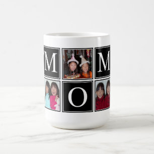 Caneca De Café 5 Fotografias - Colagem Preta Personalizada - Mug 