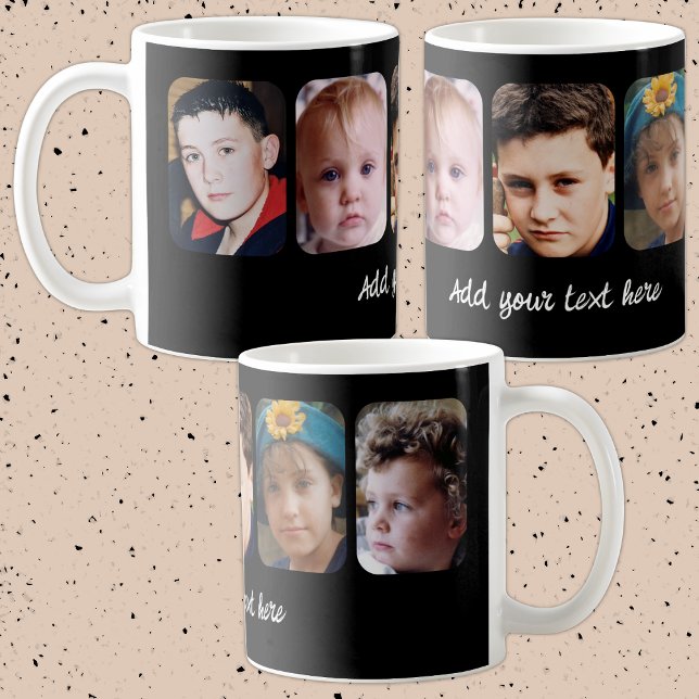 Caneca De Café 5 photo collage add text black (Criador carregado)