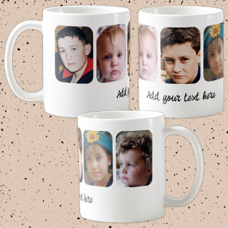 Caneca De Café 5 photo collage add text white