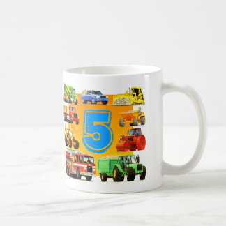 Caneca De Café 5o Caminhão da construção do aniversário