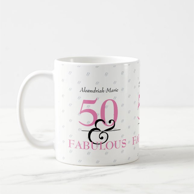 Caneca De Café 5O e Fabuloso aniversário moderno e elegante (Esquerda)
