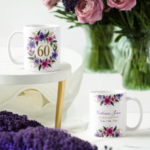 Caneca De Café 60ª Cama de Aniversário - Fraqueza Floral com Núme