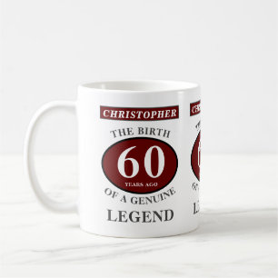 Caneca De Café 60º aniversário Lenda Red Genuine Adicione seu nom