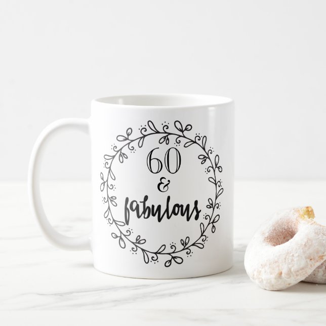 Caneca De Café 60 e fabuloso - 60º aniversário divertido Mug (Com Donut)