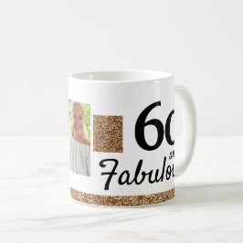 Caneca De Café 60 e Fabuloso Brilho Dourado 2 Foto Aniversário de