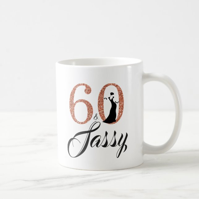Caneca De Café 60 e Sassy Copper Glitter 60º aniversário (Direita)