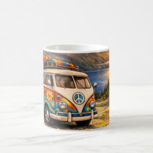 60s Retro Traveler Hippie Bus Camper Van Lake Life